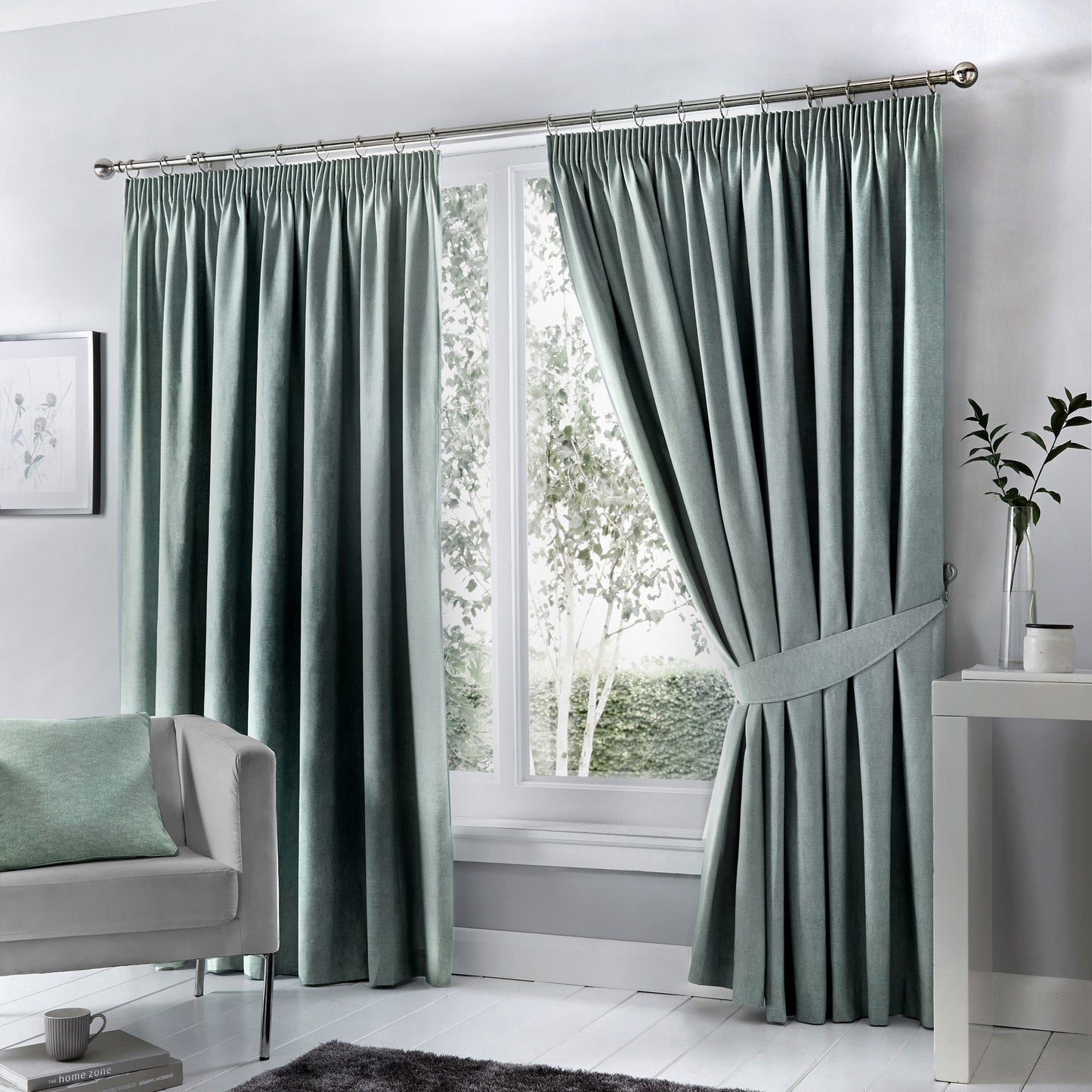 Dijon Pair Of Curtain Tiebacks by Fusion in Duck Egg 26" x 4" - Pair Of Curtain Tiebacks - Fusion