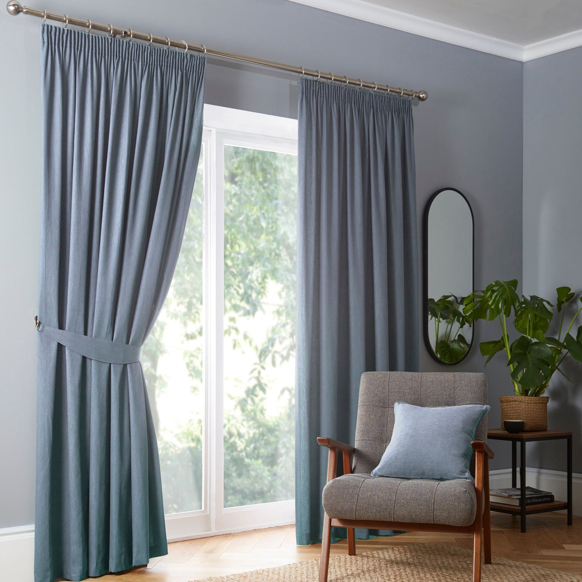 Dijon Pair Of Curtain Tiebacks by Fusion in Light Blue 26" x 4" - Pair Of Curtain Tiebacks - Fusion