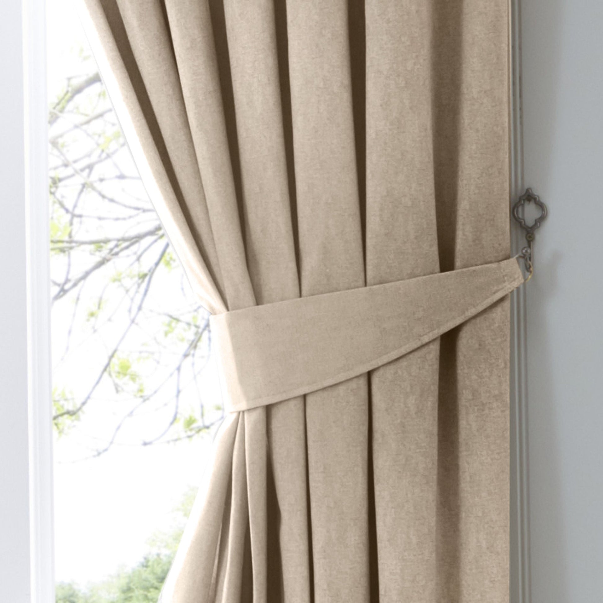 Dijon Pair Of Curtain Tiebacks by Fusion in Natural 26" x 4" - Pair Of Curtain Tiebacks - Fusion