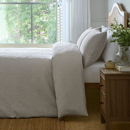 Ditsy Leaf Jacquard Duvet Cover Set in Natural - Duvet Cover Set - D & D
