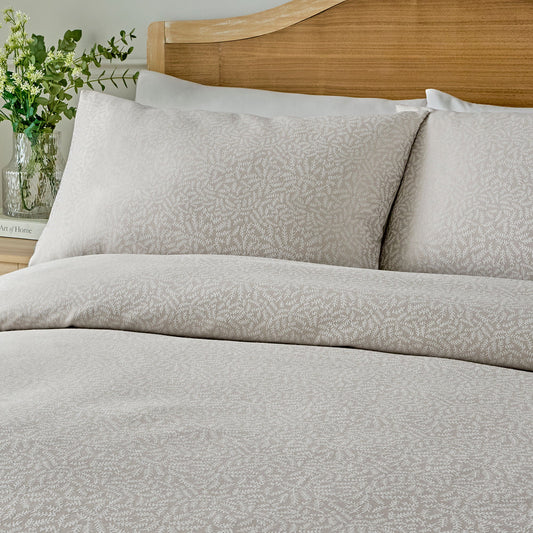 Ditsy Leaf Jacquard Duvet Cover Set in Natural - Duvet Cover Set - D & D