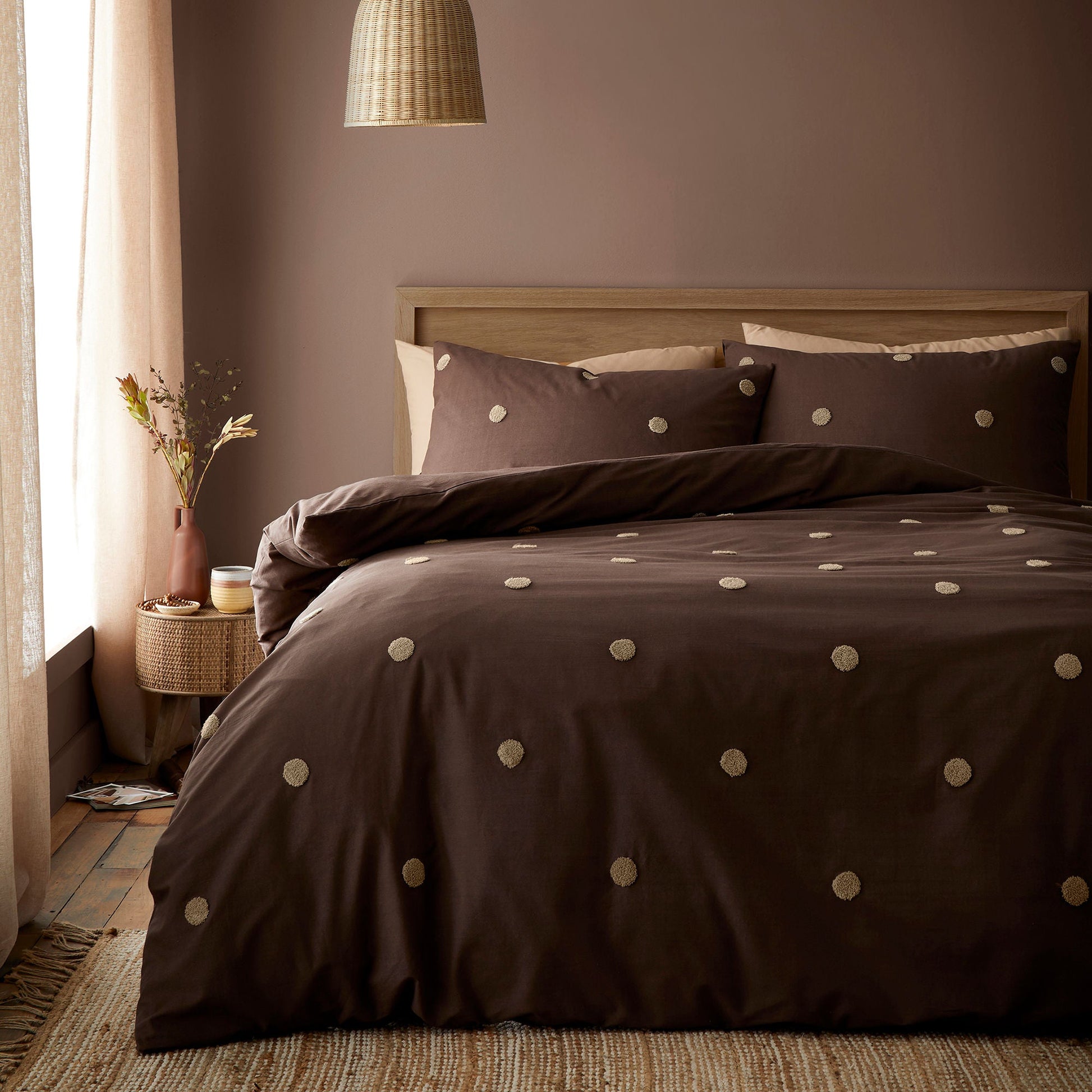 Dot Garden Duvet Cover Set in Chocolate - Duvet Cover Set - Appletree