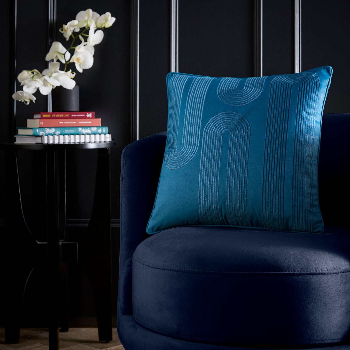 Diva Embroidery Cushion in Teal 43 x 43cm