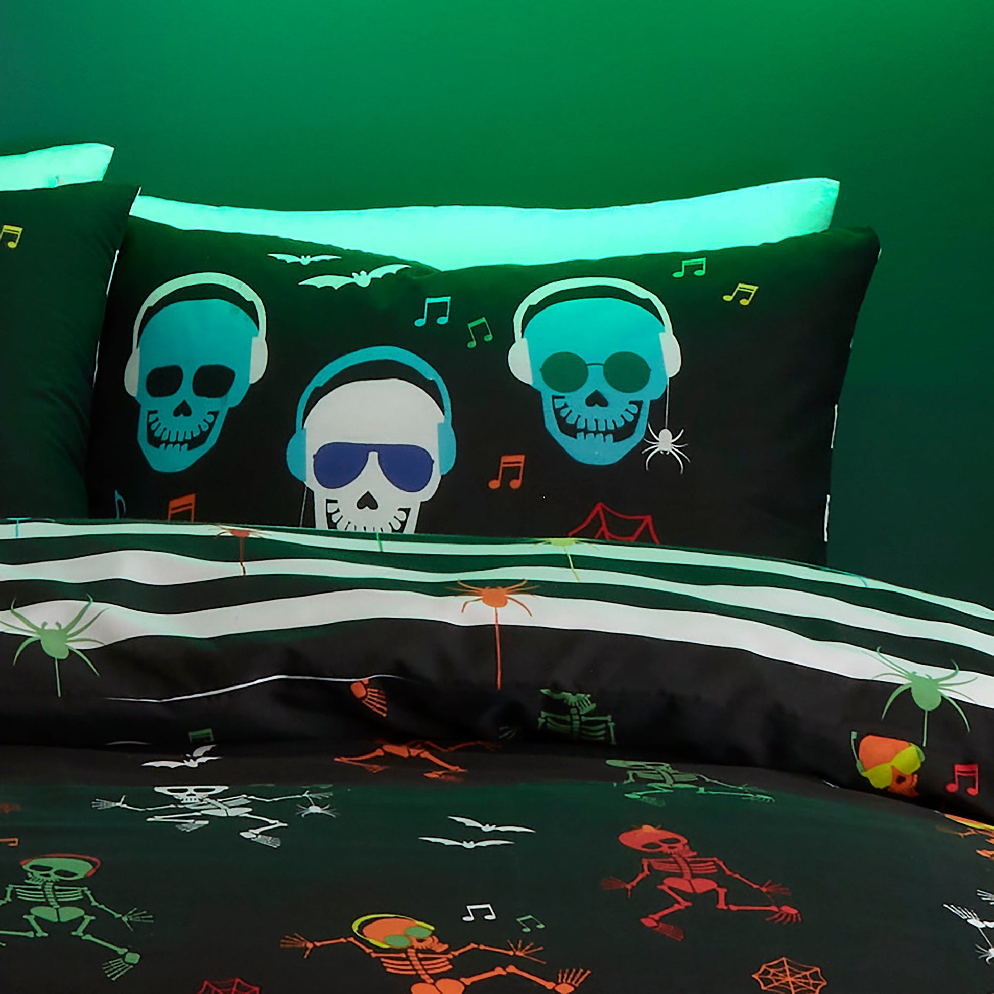 Dancing Skeletons Duvet Cover Set by Bedlam in Black - Duvet Cover Set - Bedlam