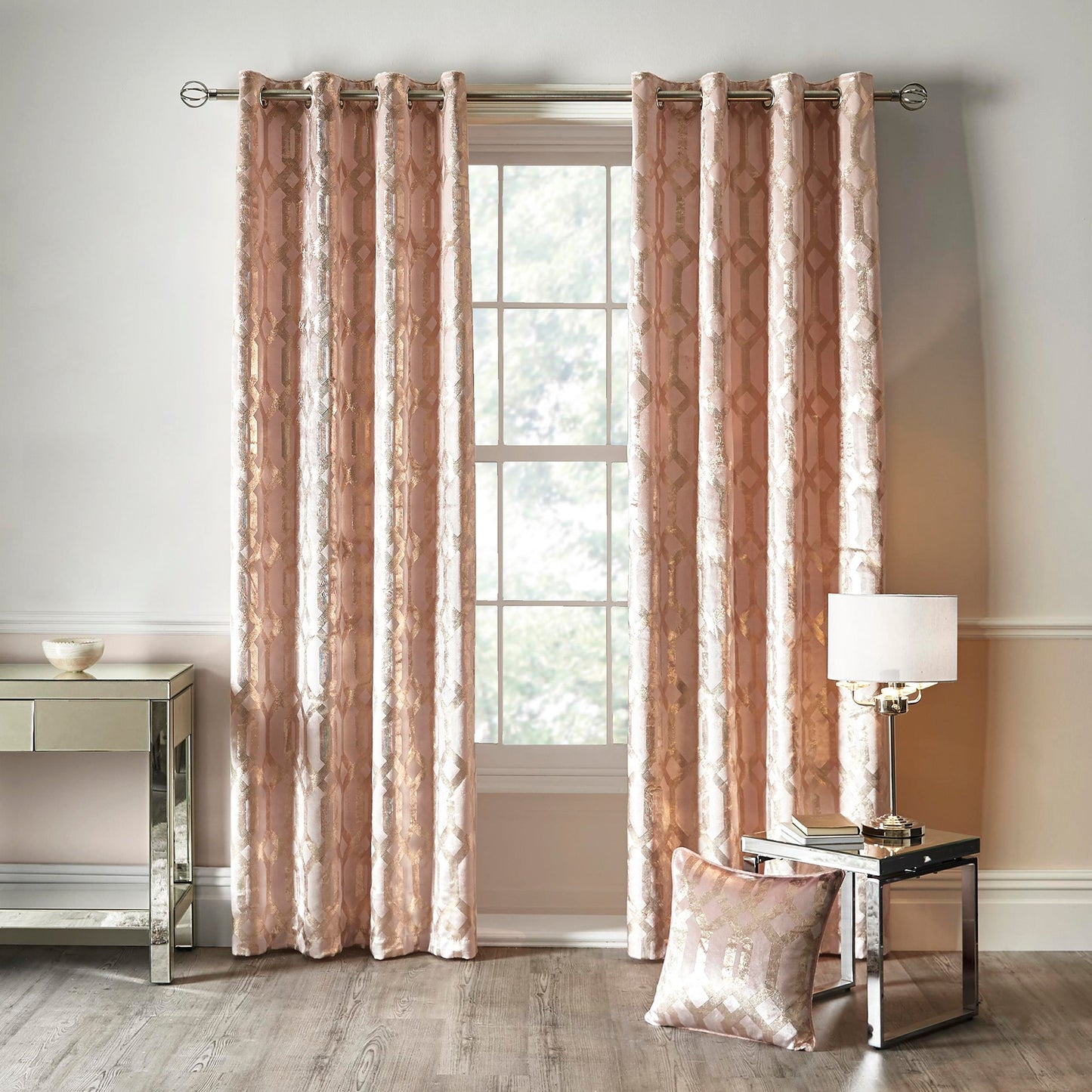 Darla Pair of Eyelet Curtains by Curtina in Blush - Pair of Eyelet Curtains - Curtina