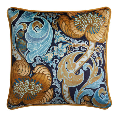 Down the Dilly Filled Cushion by Laurence Llewelyn-Bowen in Ochre/Blue 43 x 43cm - Filled Cushion - Laurence Llewelyn-Bowen