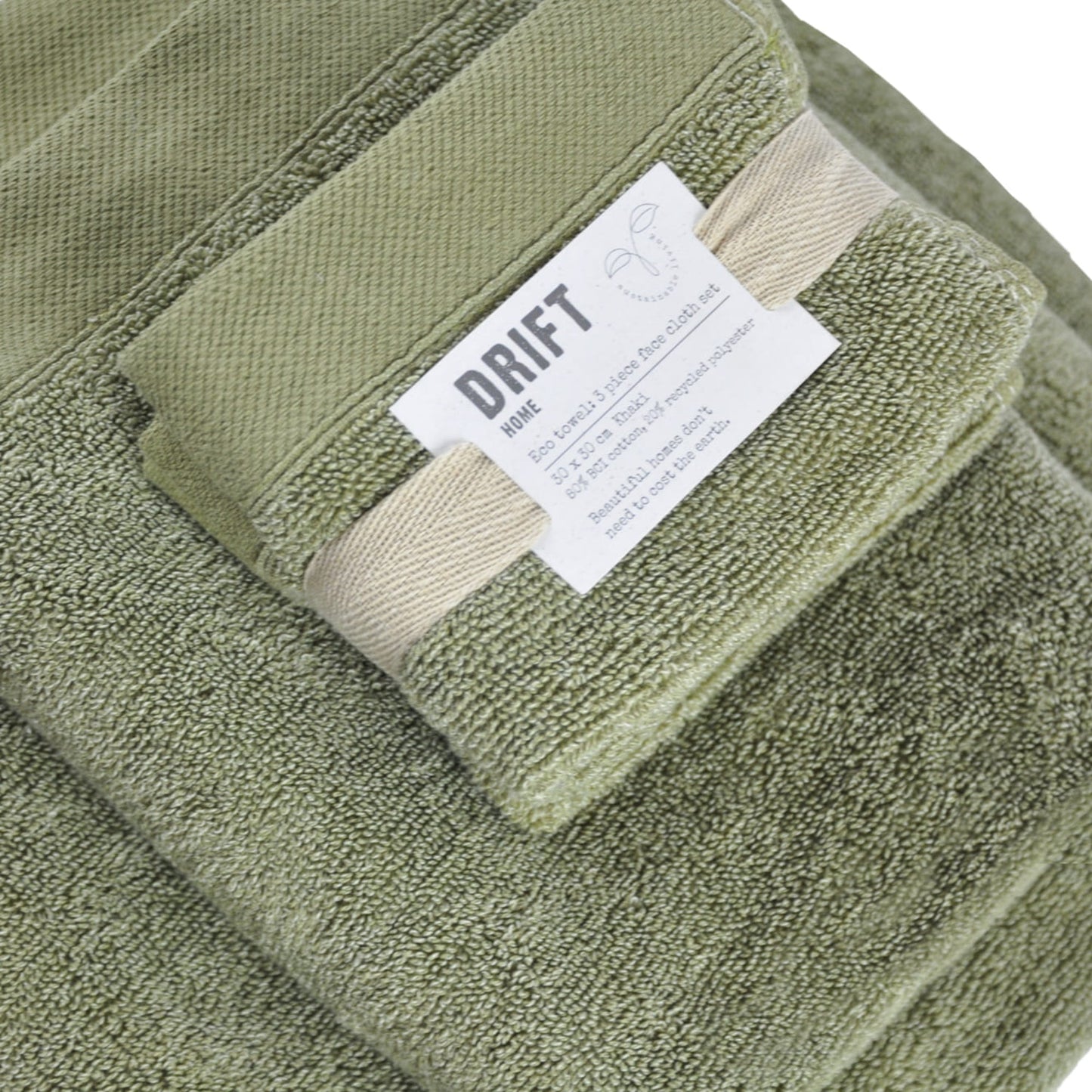 Abode Eco Face Cloth (3 pack) by Drift Home in Khaki 30 x 30cm - Face Cloth (3 pack) - Drift Home