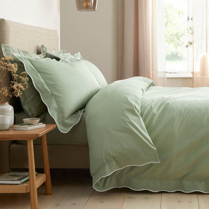 Scallop Edge Duvet Cover Set in Green - Duvet Cover Set - Appletree