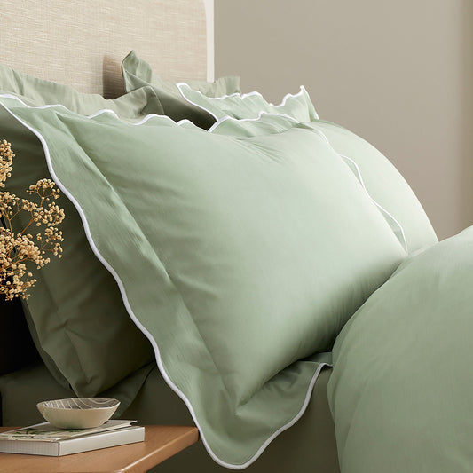 Scallop Edge Duvet Cover Set in Green - Duvet Cover Set - Appletree