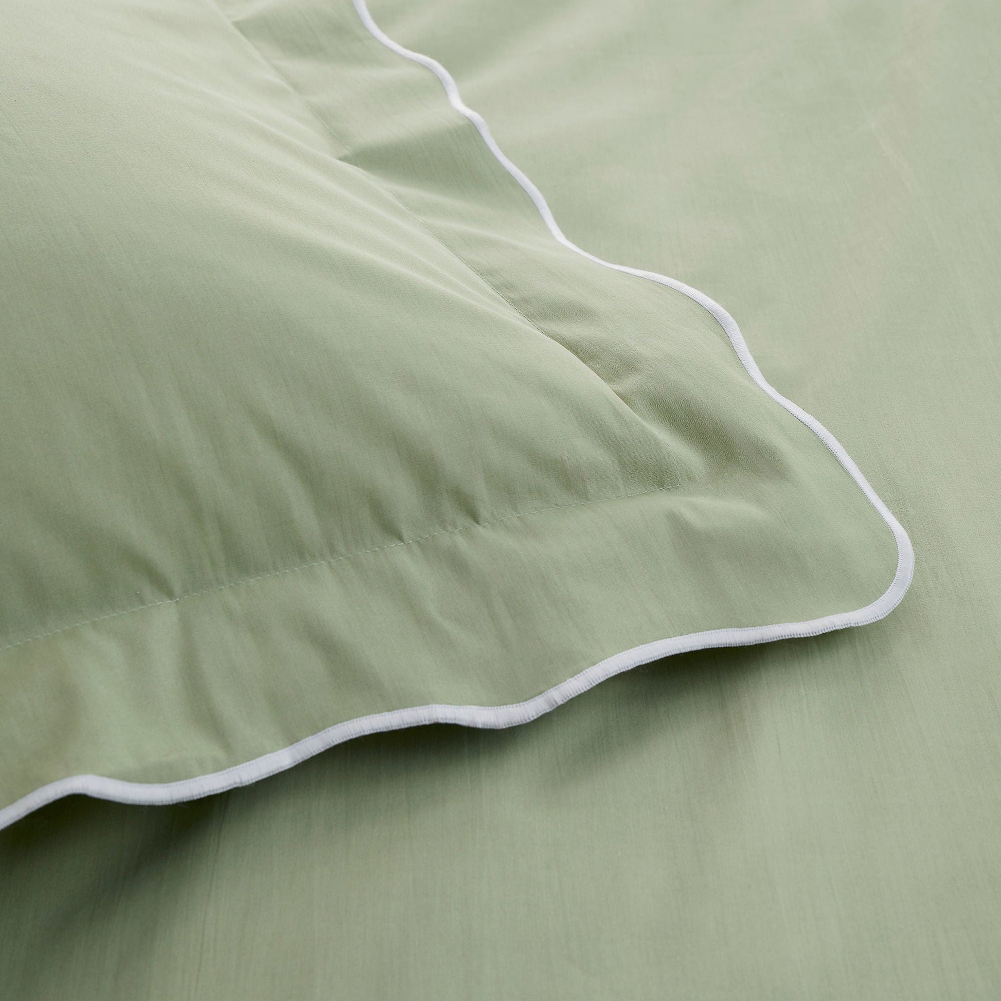 Scallop Edge Duvet Cover Set in Green - Duvet Cover Set - Appletree