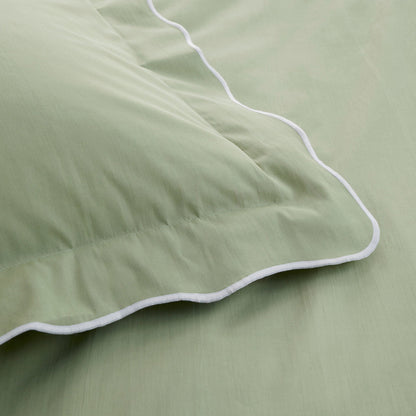 Scallop Edge Duvet Cover Set in Green - Duvet Cover Set - Appletree