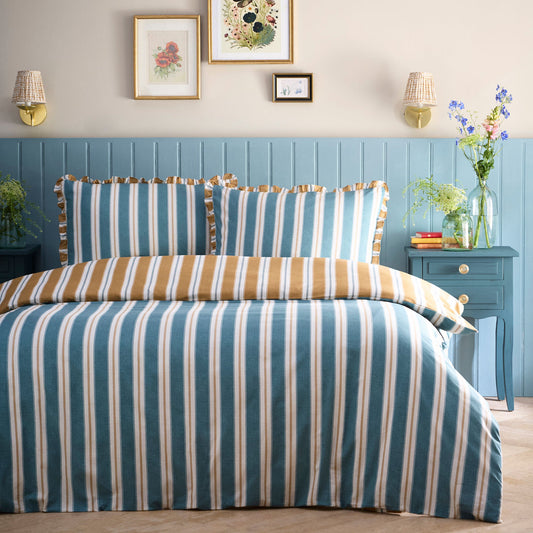Eloise Stripe Duvet Cover Set in Teal - Duvet Cover Set - Appletree