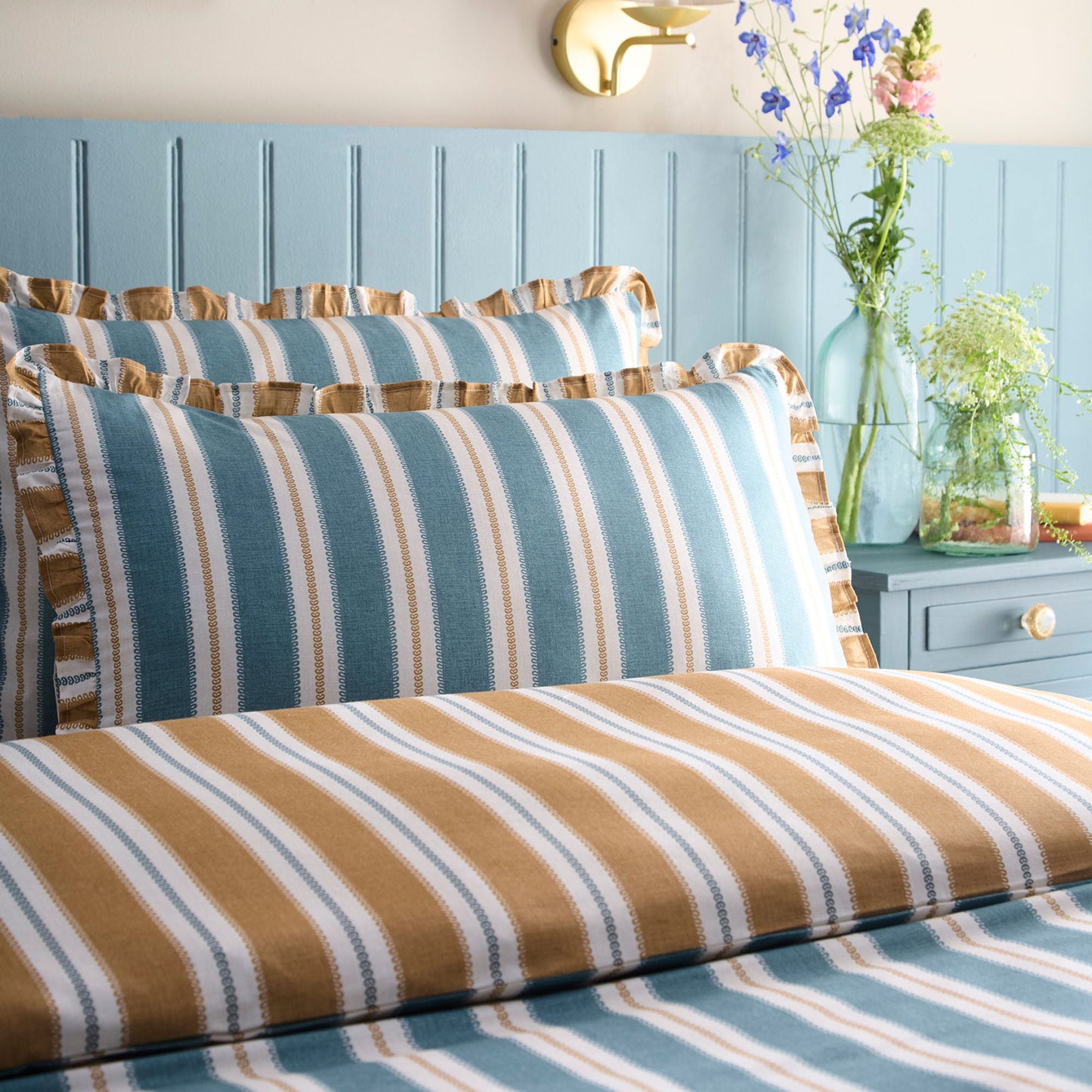 Eloise Stripe Duvet Cover Set in Teal - Duvet Cover Set - Appletree