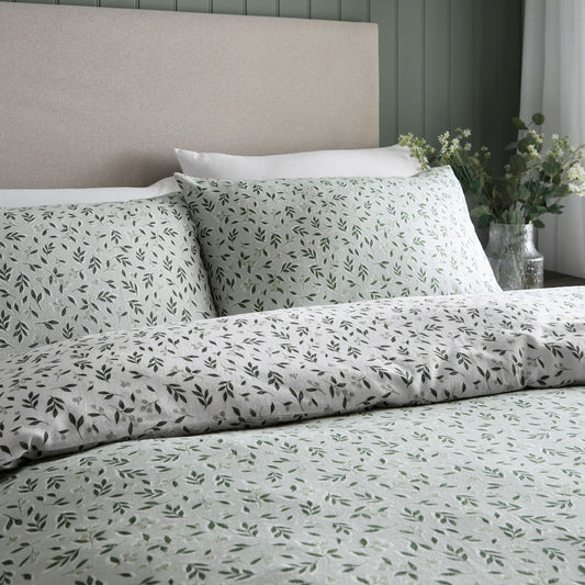 Falling Leaf Duvet Cover Set in Green - Duvet Cover Set - D & D