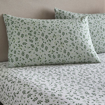 Falling Leaf 28cm Fitted Bed Sheet in White - 28cm Fitted Bed Sheet - D & D