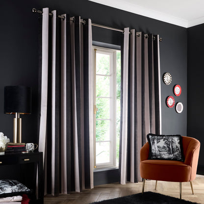 Festivo Stripe Eyelet Curtains in Black - Pair of Eyelet Curtains - Laurence Llewelyn-Bowen
