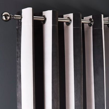 Festivo Stripe Eyelet Curtains in Black - Pair of Eyelet Curtains - Laurence Llewelyn-Bowen