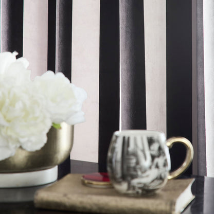 Festivo Stripe Eyelet Curtains in Black - Pair of Eyelet Curtains - Laurence Llewelyn-Bowen