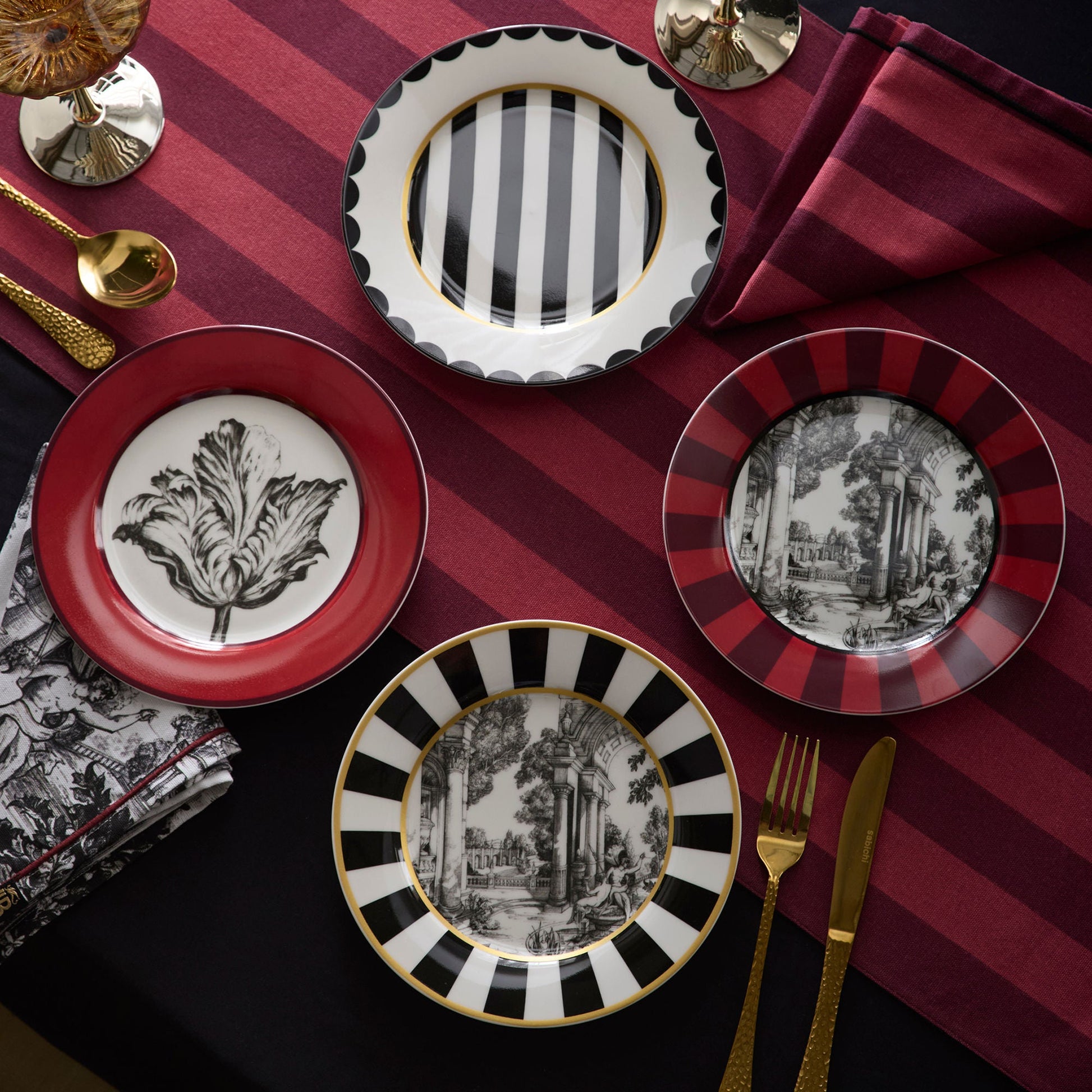 Festivo Porcelain Side Plates 4 Pack in Multicolour - Side Plate (4 Pack) - Laurence Llewelyn-Bowen