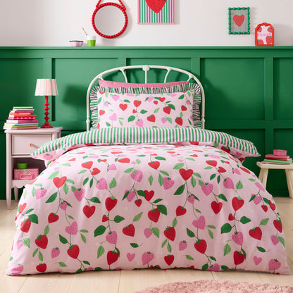 Fun Strawberries Duvet Cover Set in Pink