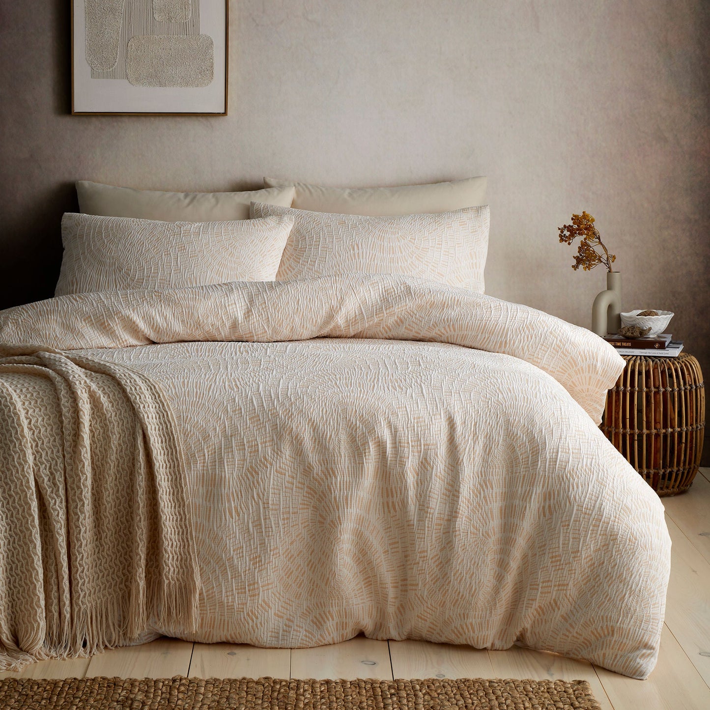Fossil Jacquard Duvet Cover Set in Natural