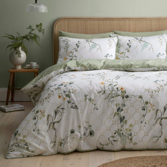 Floral Trellis Duvet Cover Set in Green - Duvet Cover Set - Appletree