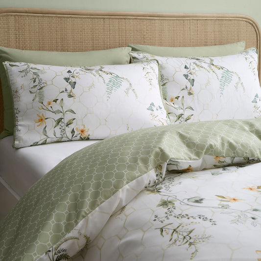 Floral Trellis Duvet Cover Set in Green - Duvet Cover Set - Appletree