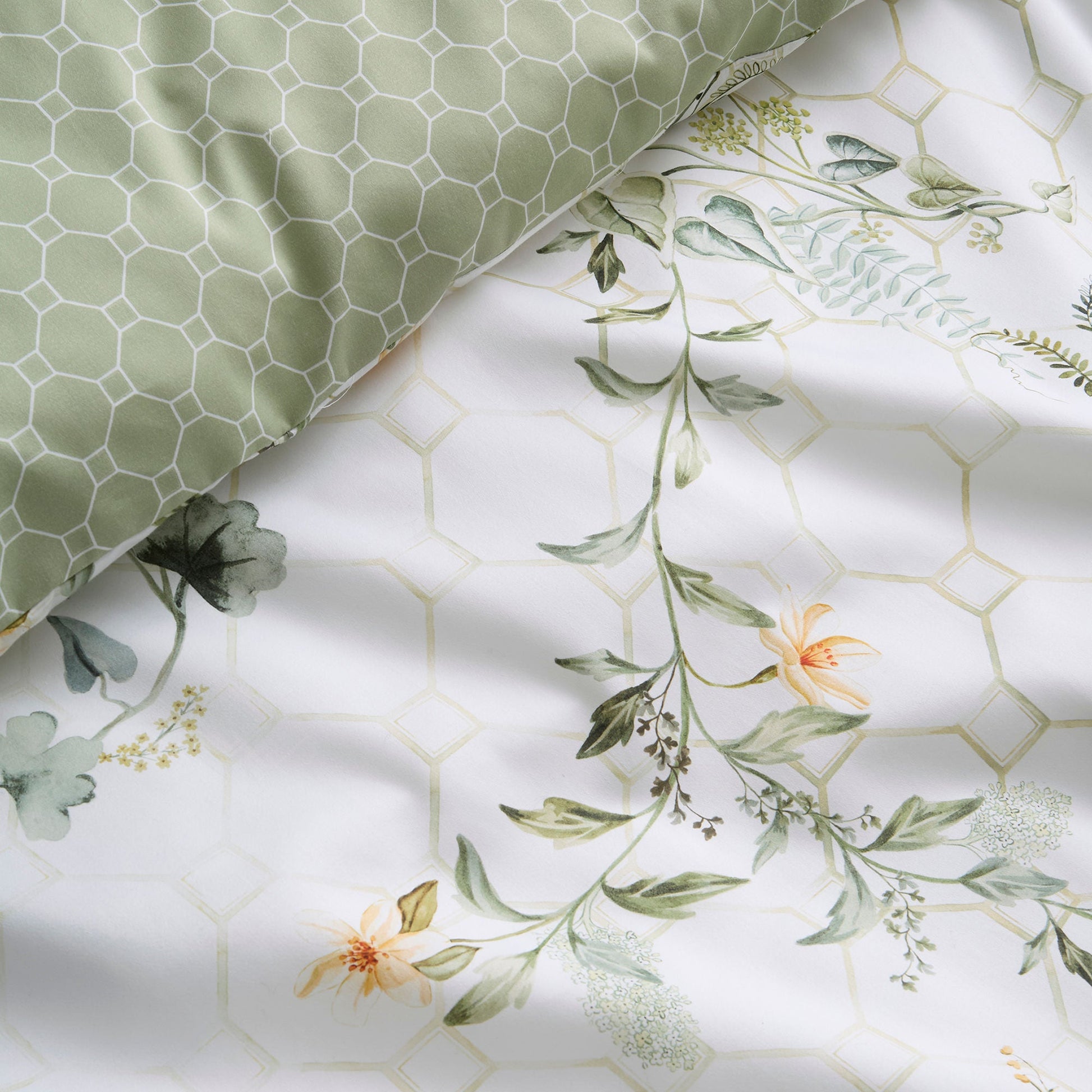 Floral Trellis Duvet Cover Set in Green - Duvet Cover Set - Appletree