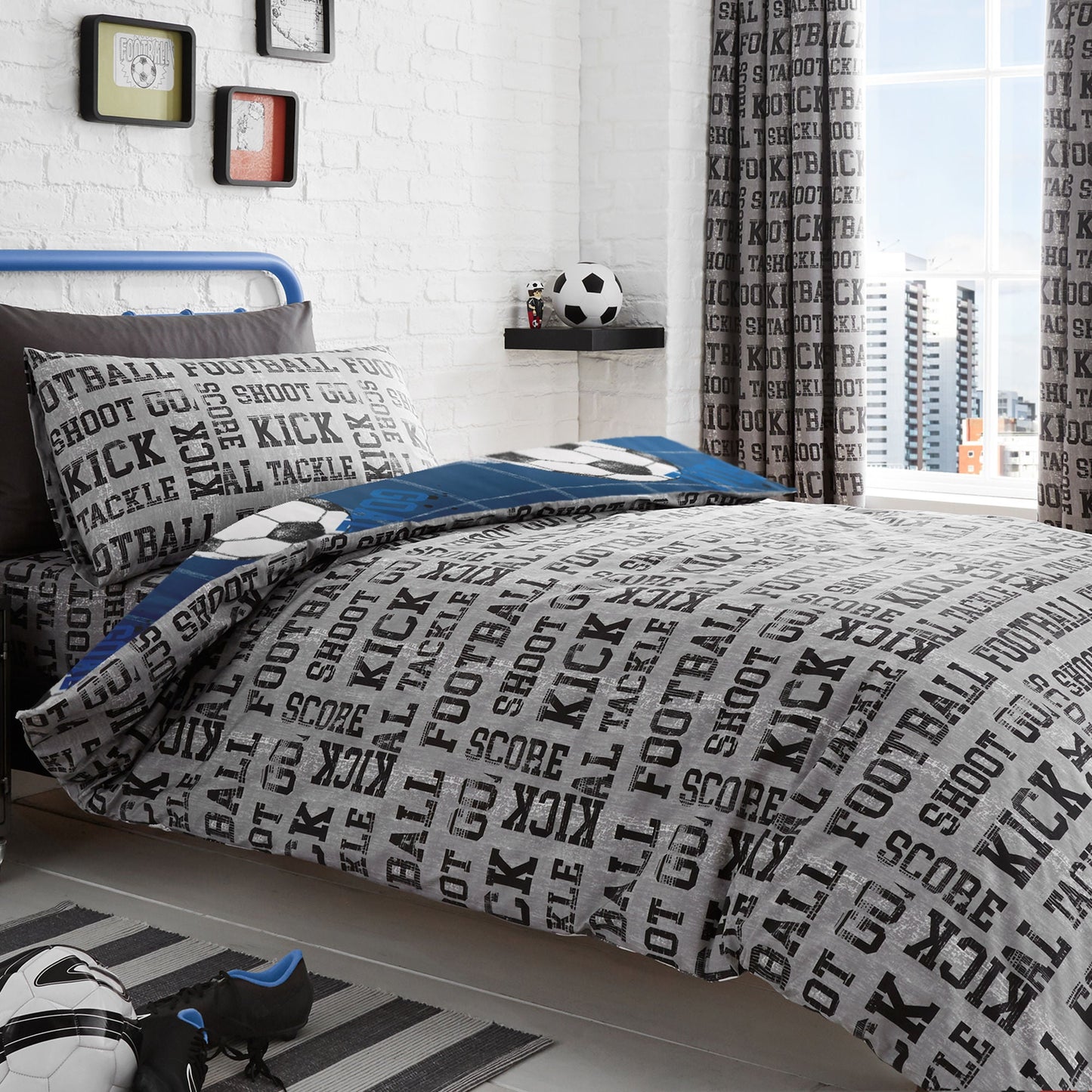 Football Duvet Cover Set by Bedlam in Blue - Duvet Cover Set - Bedlam