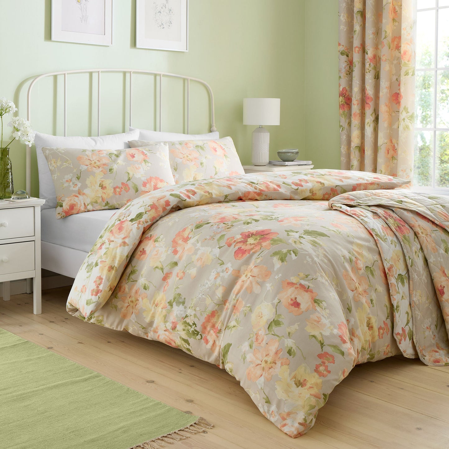 Flourette Bedspread by Dreams & Drapes Design in Natural 200cm X 230cm - Bedspread - Dreams & Drapes Design