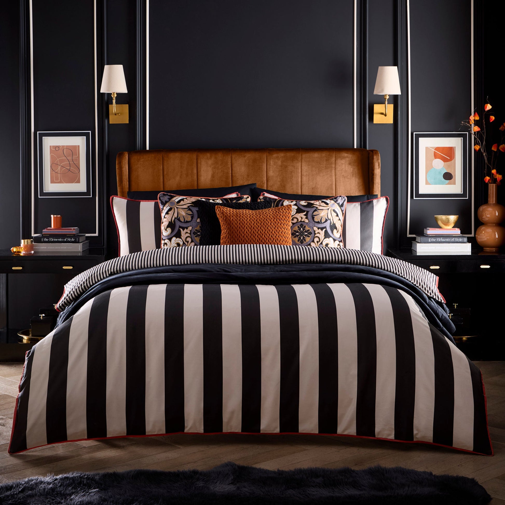 Festivo Circus Stripe Duvet Cover Set by Laurence Llewelyn-Bowen in Black - Duvet Cover Set - Laurence Llewelyn-Bowen