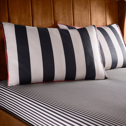 Festivo Circus Stripe 28cm Fitted Bed Sheet in Black - 28cm Fitted Bed Sheet - Laurence Llewelyn-Bowen
