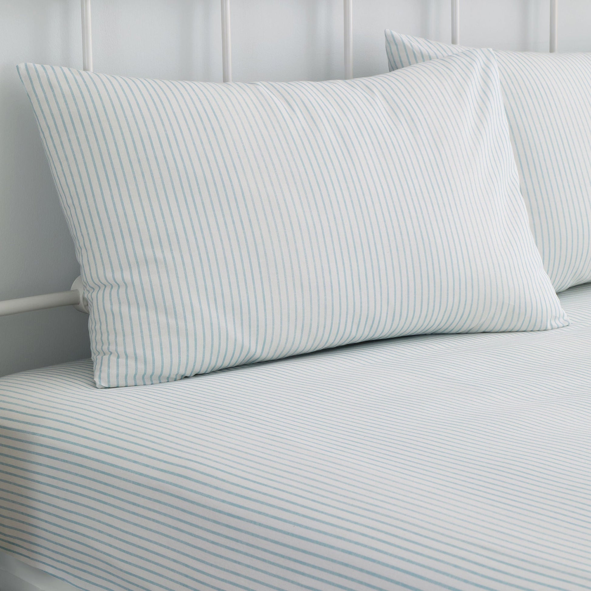 Finlay Stripe 28cm Fitted Bed Sheet Set by Dreams & Drapes Decorative in Blue - 28cm Fitted Bed Sheet Set - Dreams & Drapes Decorative