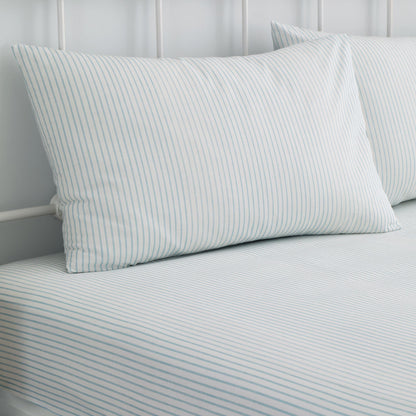 Finlay Stripe 28cm Fitted Bed Sheet Set by Dreams & Drapes Decorative in Blue - 28cm Fitted Bed Sheet Set - Dreams & Drapes Decorative