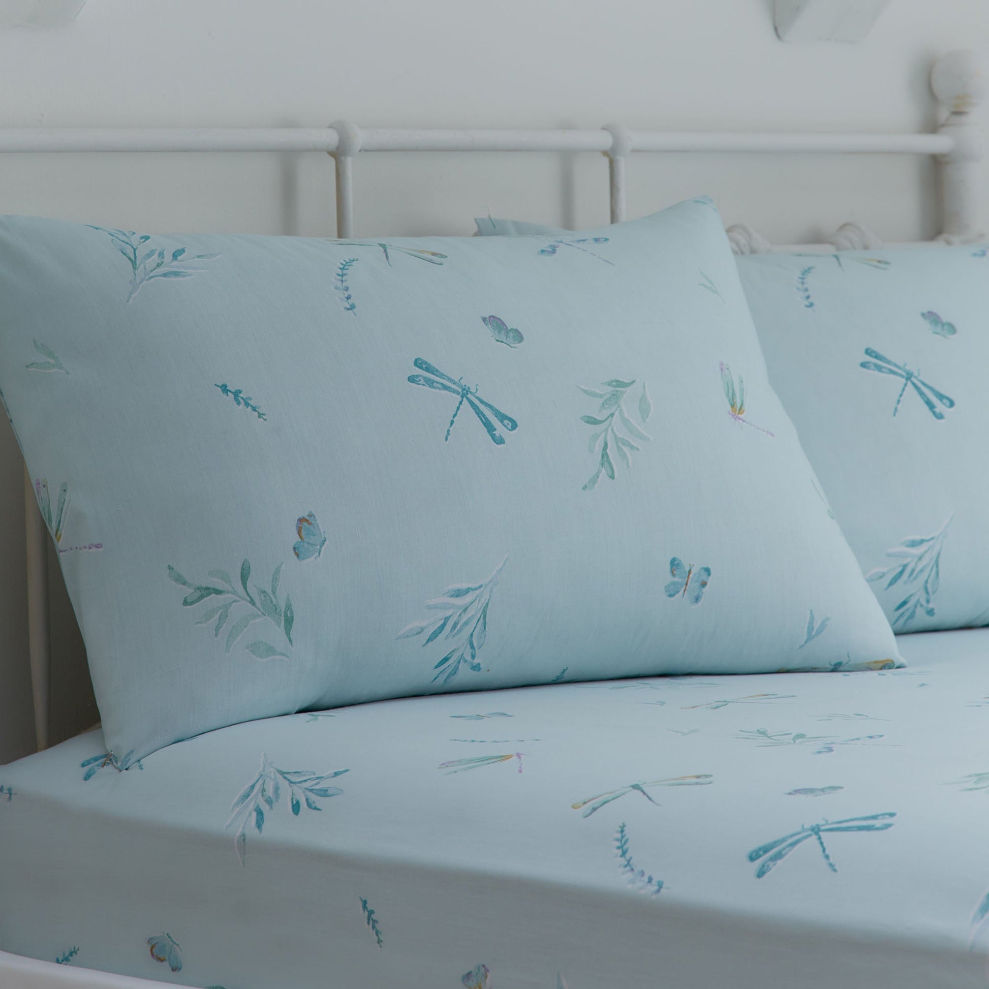 Fifi 28cm Fitted Bed Sheet Set by Dreams & Drapes Decorative in Duck Egg - 28cm Fitted Bed Sheet Set - Dreams & Drapes Decorative