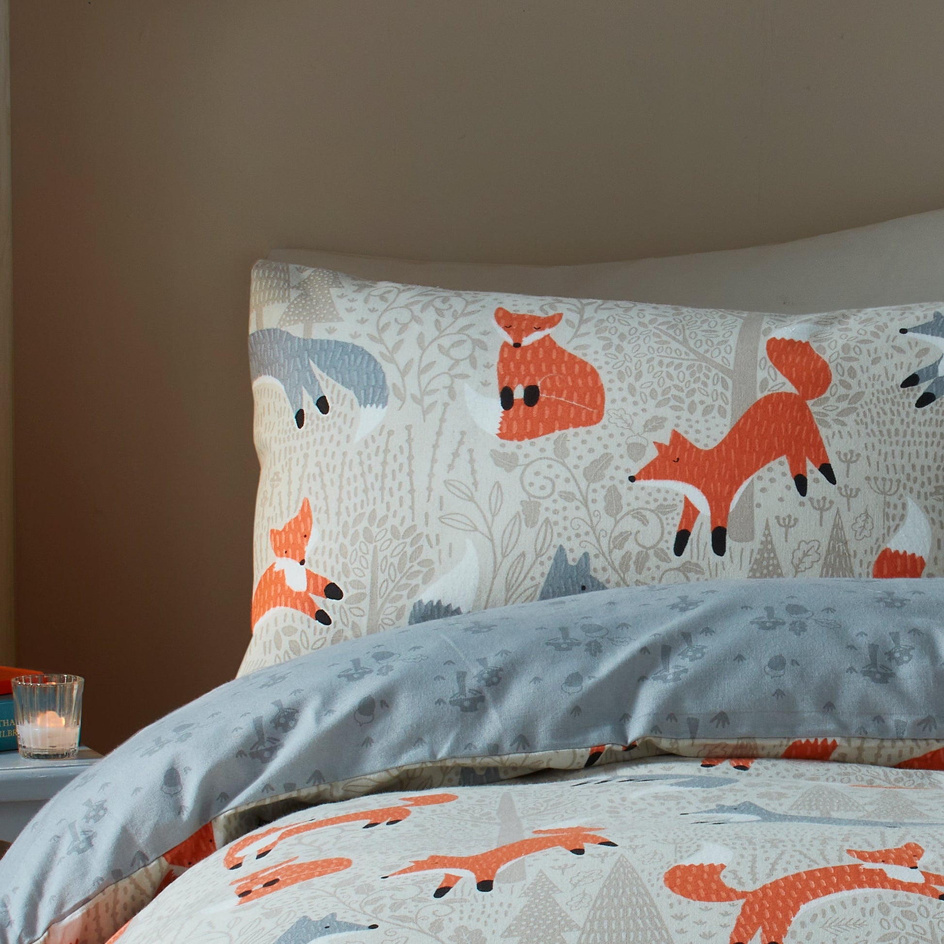 Foraging Fox Duvet Cover Set by Fusion Snug in Natural - Duvet Cover Set - Fusion Snug