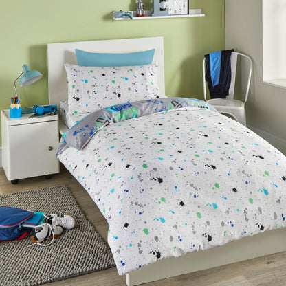 Game Glow Duvet Cover Set by Bedlam in Grey - Duvet Cover Set - Bedlam