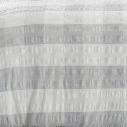 Seersucker Gingham Duvet Cover Set by Fusion in Silver - Duvet Cover Set - Fusion