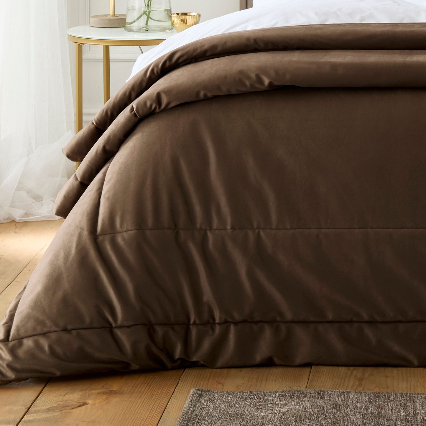 Harlan Velvet Bedspread in Chocolate 235 x 235cm - Bedspread - Appletree