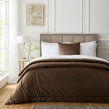 Harlan Velvet Bedspread in Chocolate 235 x 235cm - Bedspread - Appletree