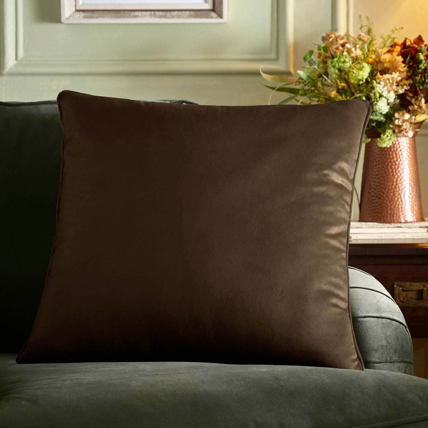 Harlan Velvet Cushion in Chocolate 55 x 55cm - Cushion - Appletree