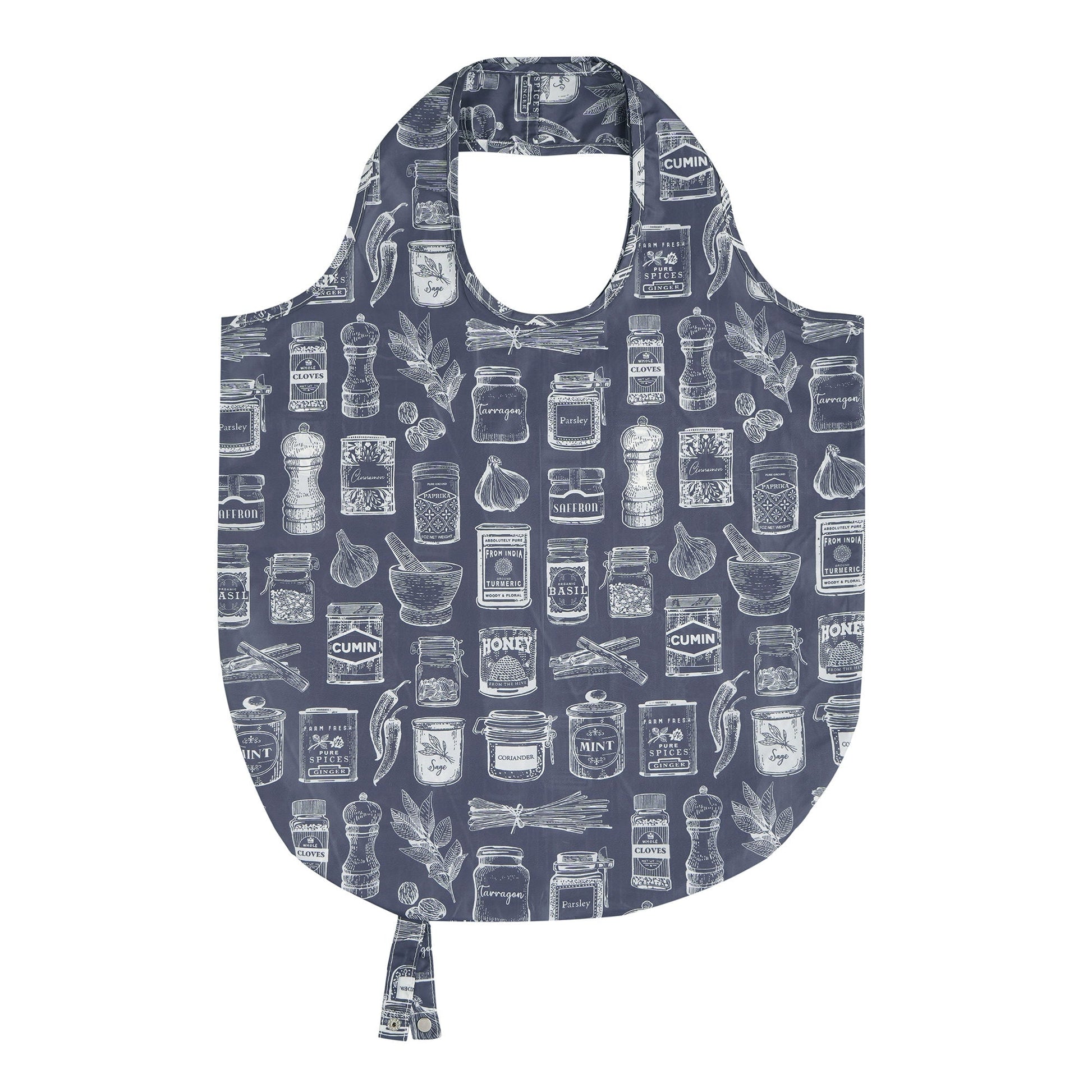 Ulster Weavers Herbs & Spices Foldable Tote Bag Medium in Grey - Roll-Up Bag - Ulster Weavers
