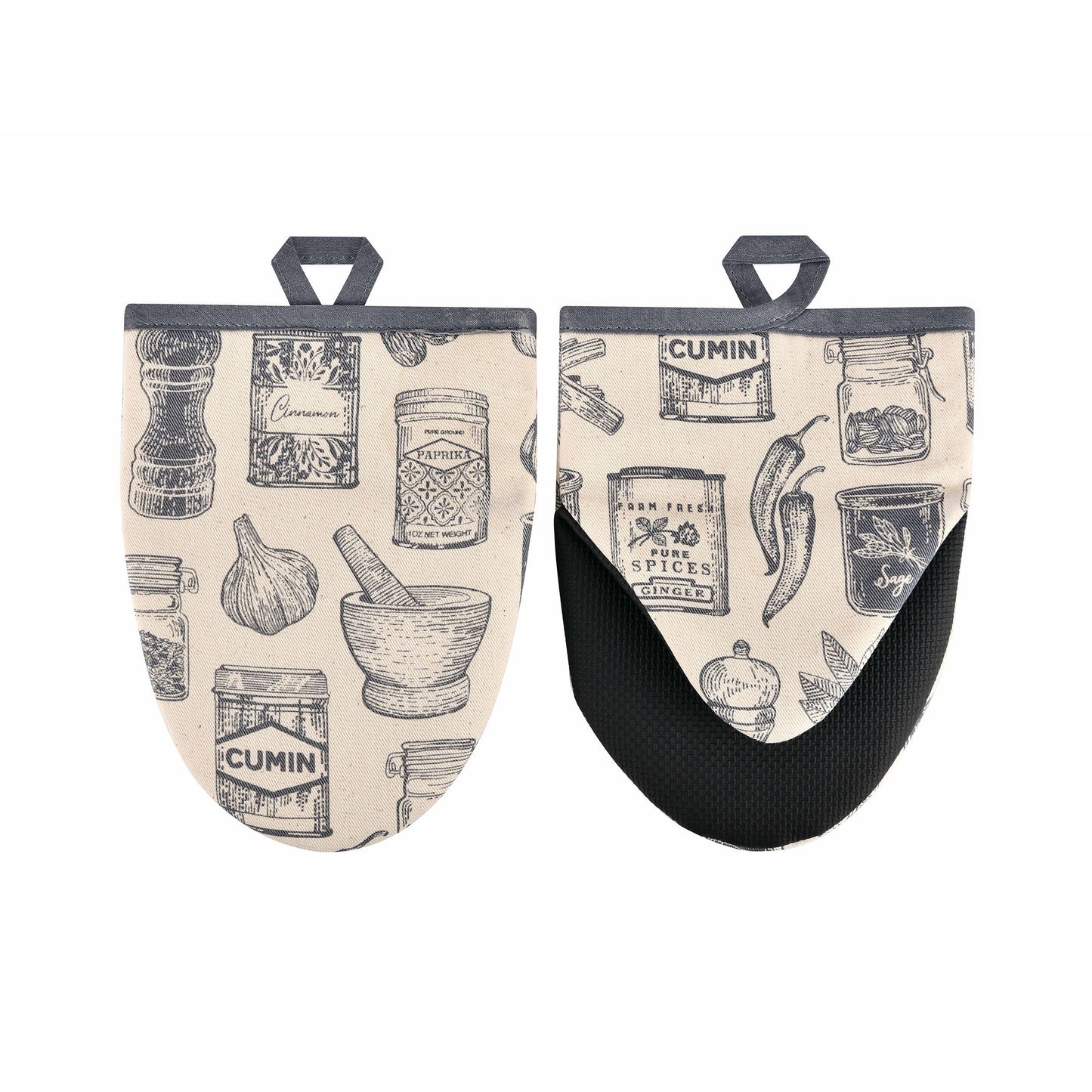 Ulster Weavers Herbs & Spices Microwave Mitts - Pair One Size in Grey - Micro Mitts - Ulster Weavers