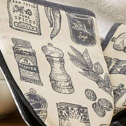 Ulster Weavers Herbs & Spices Microwave Mitts - Pair One Size in Grey - Micro Mitts - Ulster Weavers