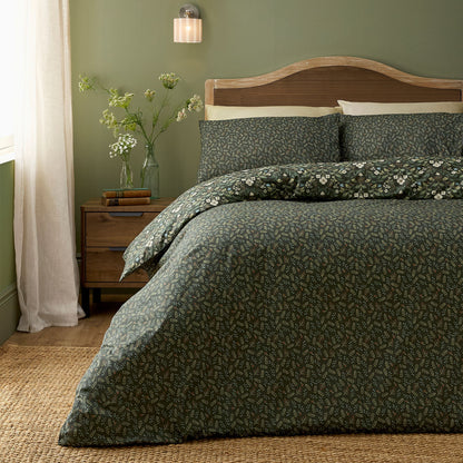 Heritage Floral Duvet Cover Set in Green - Duvet Cover Set - D & D