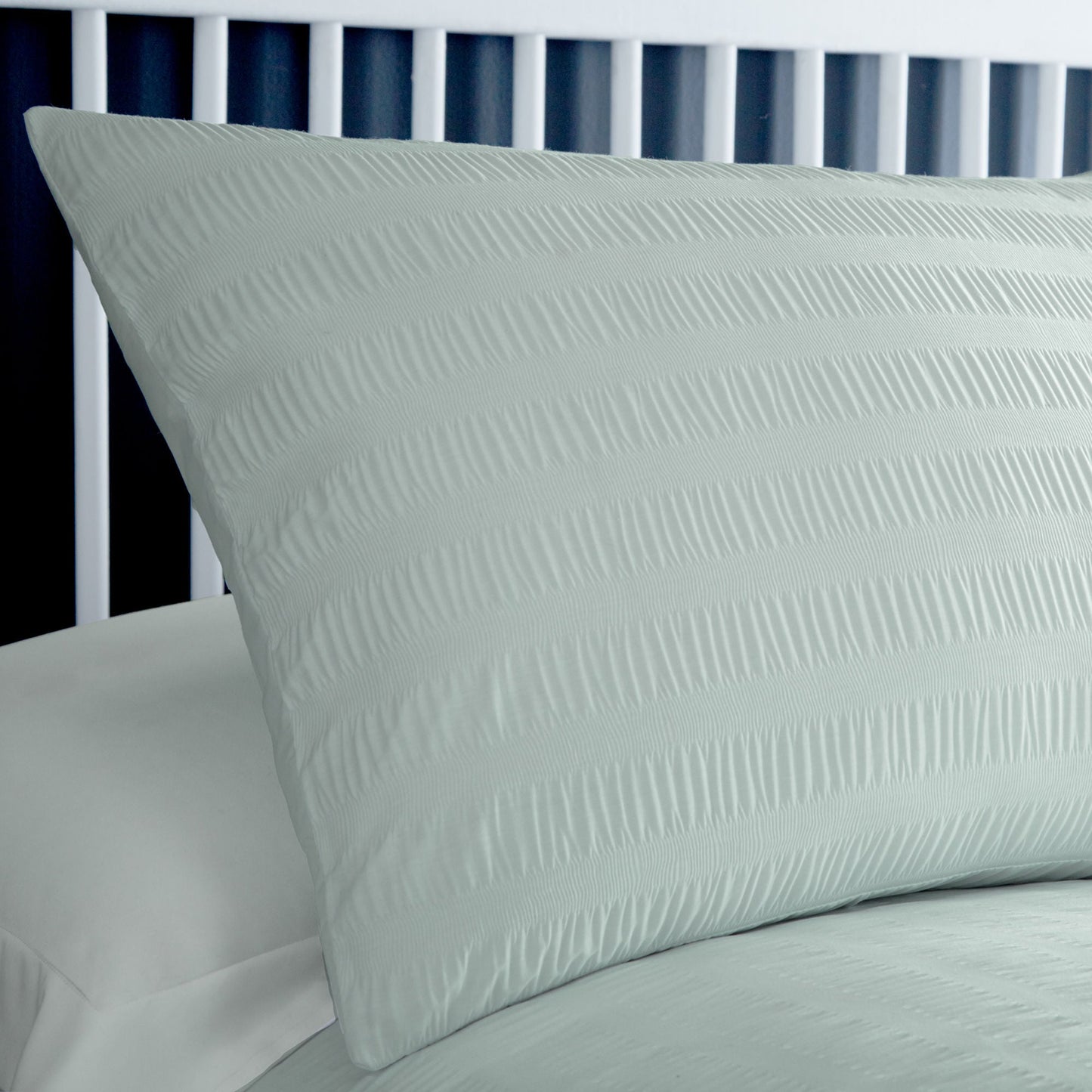Honley Seersucker Duvet Cover Set by Serene in Duck Egg - Duvet Cover Set - Serene