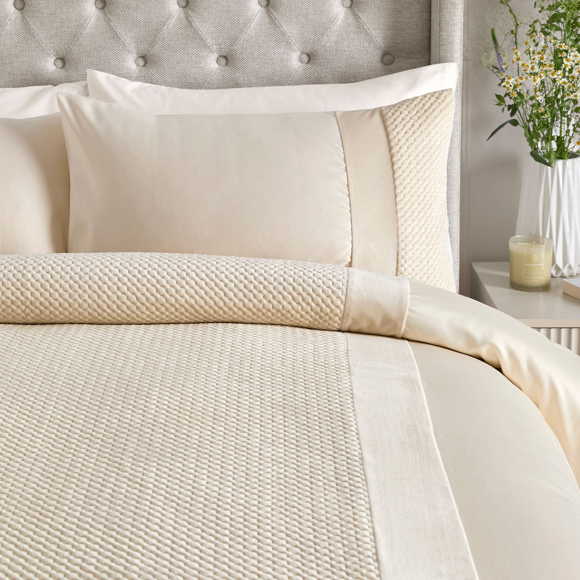 Iras Duvet Cover Set by Soiree in Natural - Duvet Cover Set - Soiree