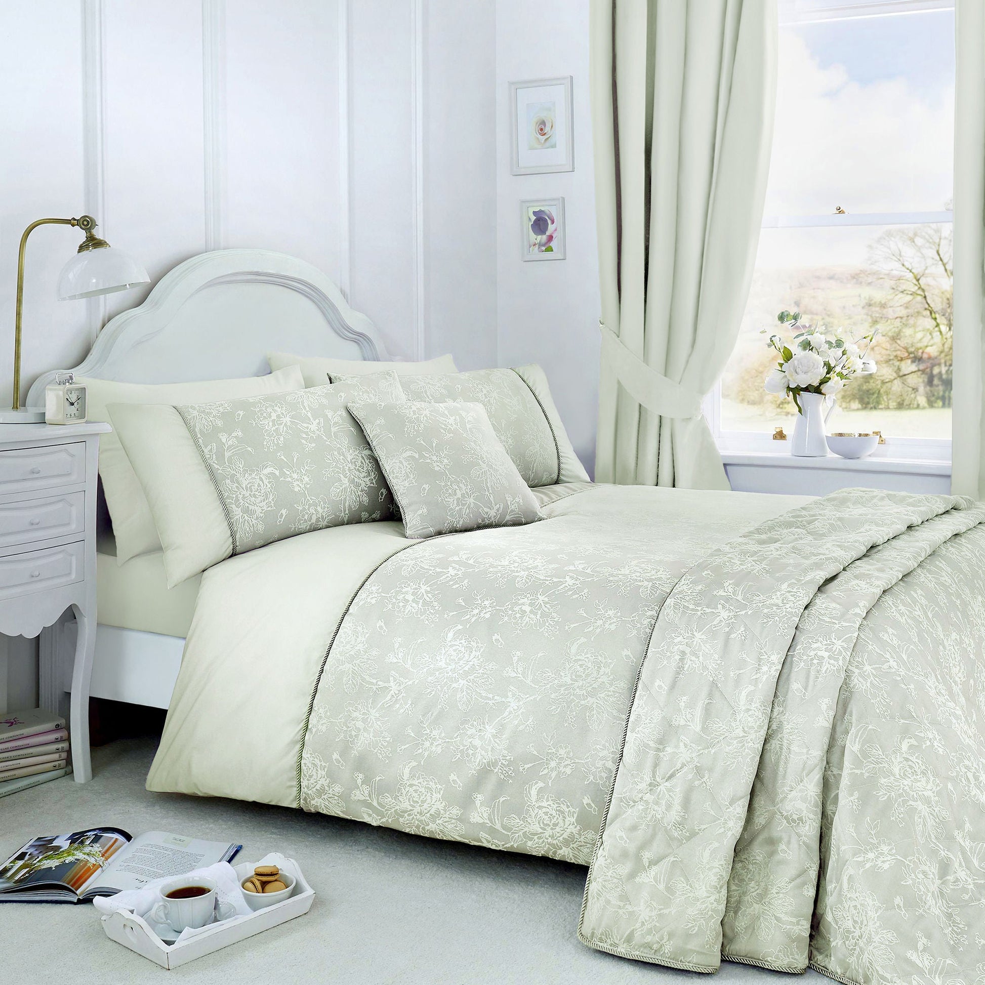 Jasmine Cushion in Green 43 x 43cm - Cushion - Dreams & Drapes