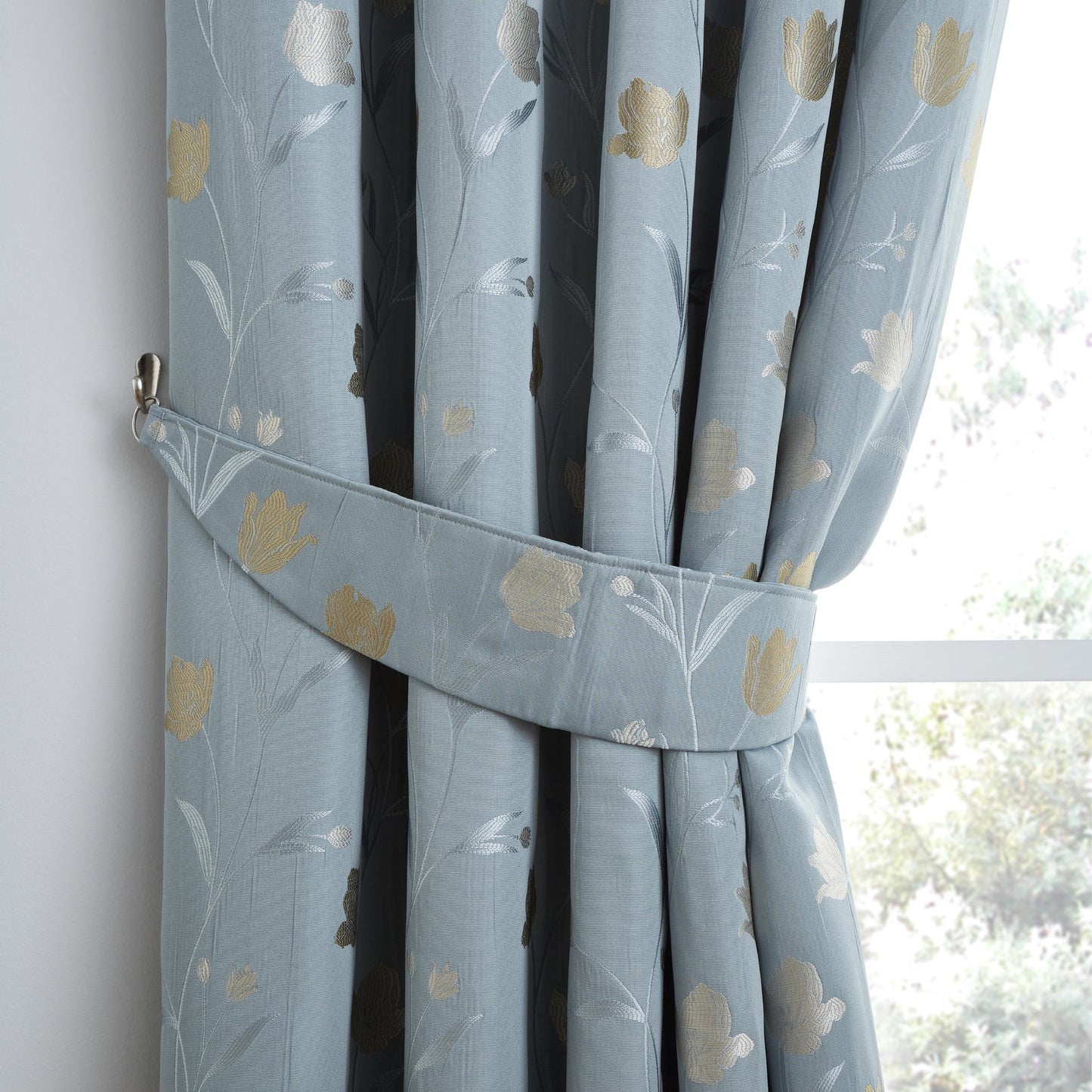 Juliette Pair Of Curtain Tiebacks by Curtina in Duckegg  26" x 4" - Pair Of Curtain Tiebacks - Curtina
