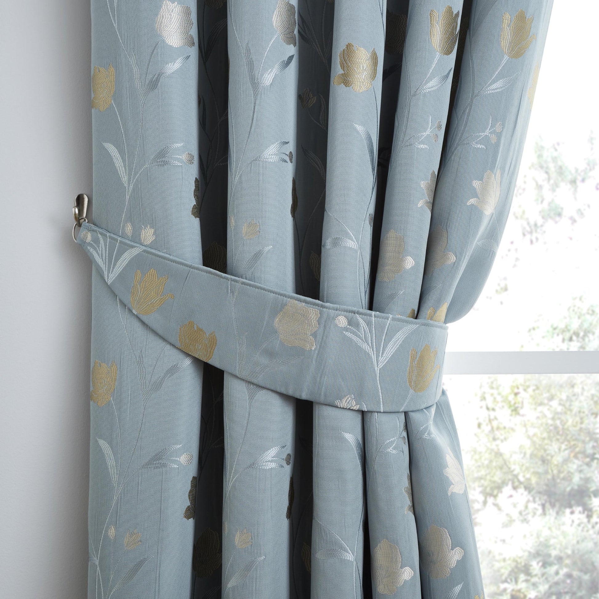 Juliette Pair Of Curtain Tiebacks by Curtina in Duckegg  26" x 4" - Pair Of Curtain Tiebacks - Curtina